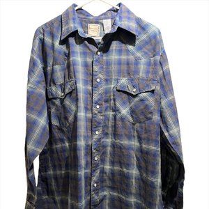 Western Plains Trading Co. Men's Pearl Snap Long Sleeve Shirt Sz L Plaid